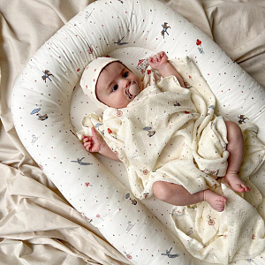 Набор муслиновых пеленок Cam Cam Copenhagen "Carousel", 2 шт, микс с кремовым, 70 x 70 см